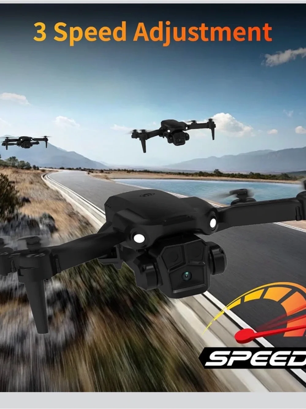 New Compact Black Drone with 1080P HD Camera and Smart Controller TD12pro LED sc